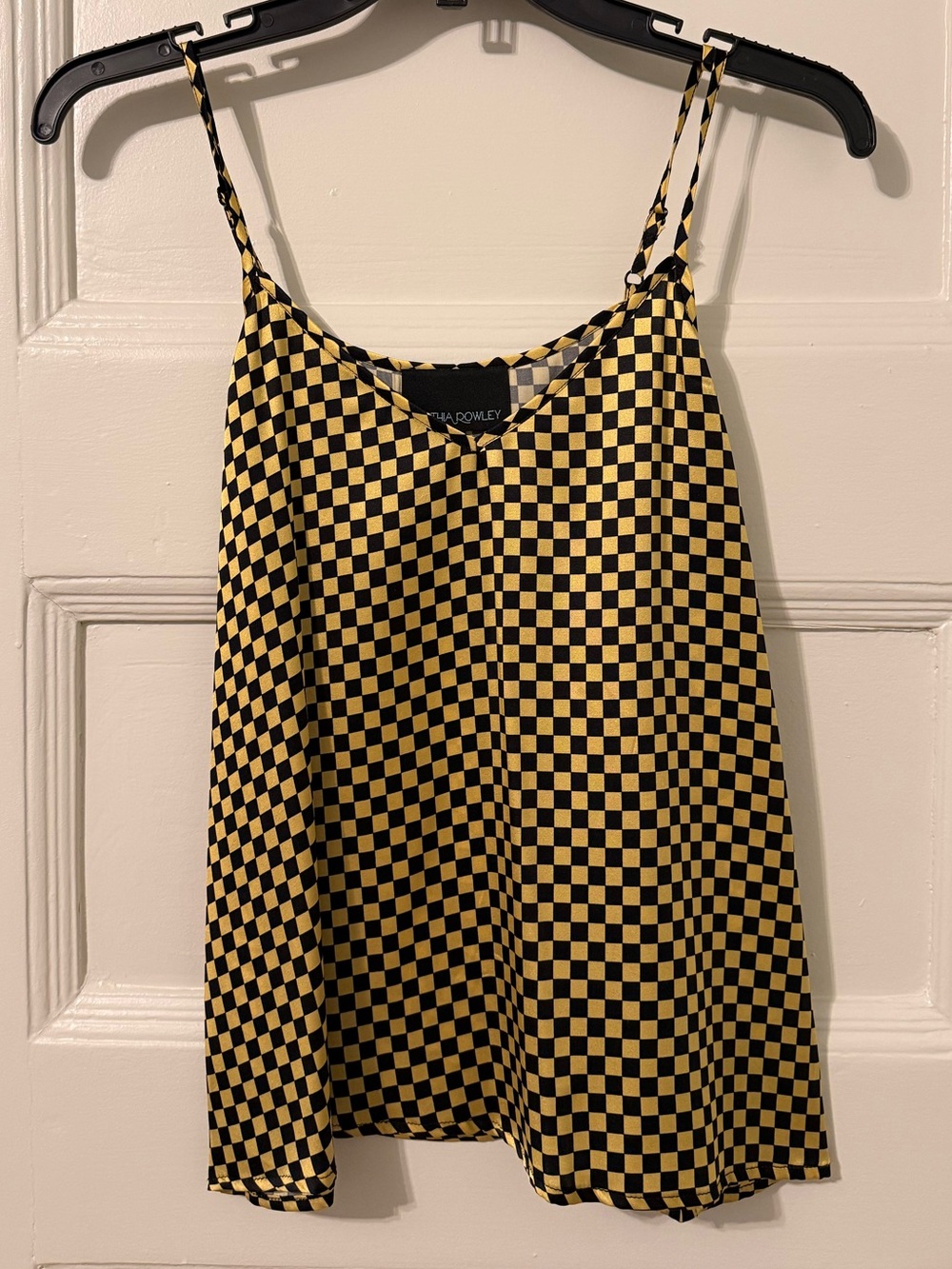 Cynthia Rowley Black and Yellow Checker Silk Camisole